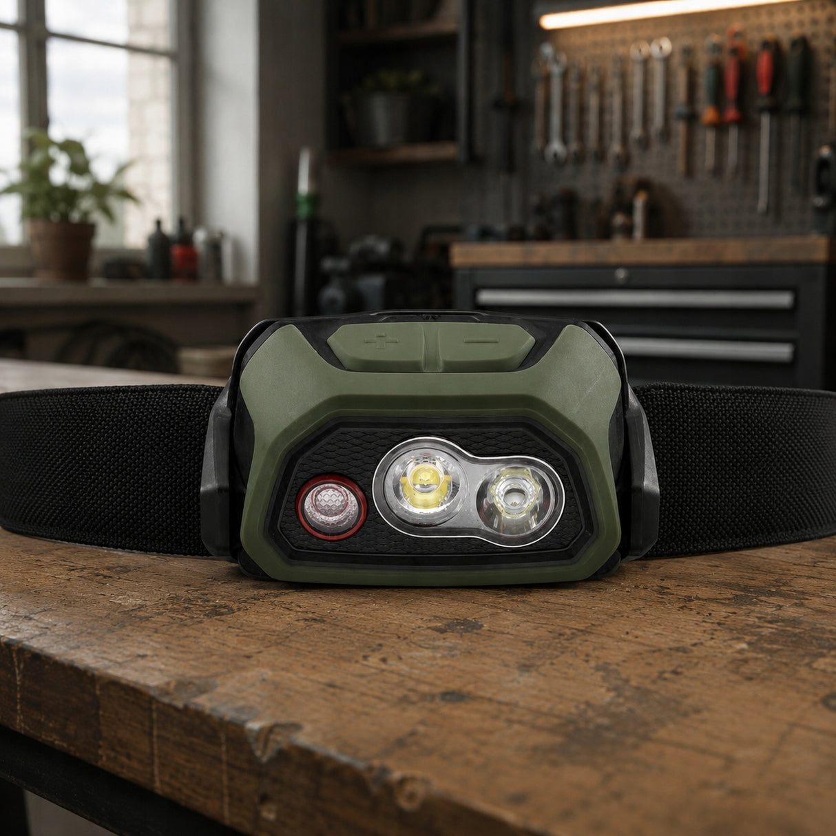 Lampka Czołowa USB V3 Moc 600 Lumenów Czarno-Zielona Czołówka Trekkingowa