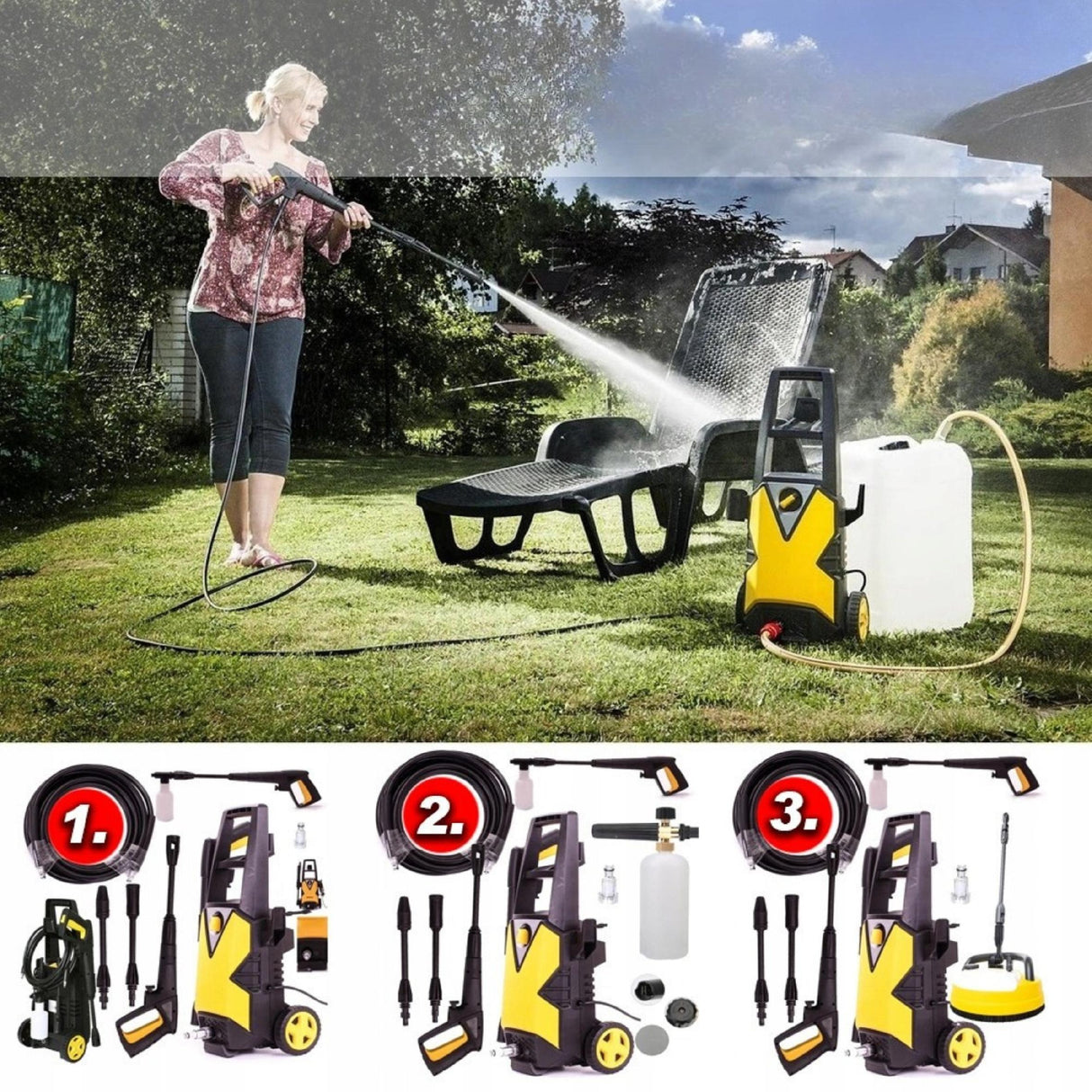 Myjka Ciśnieniowa Samossąca Mocna Turbo Lanca 1500 W 240 V 230 Bar