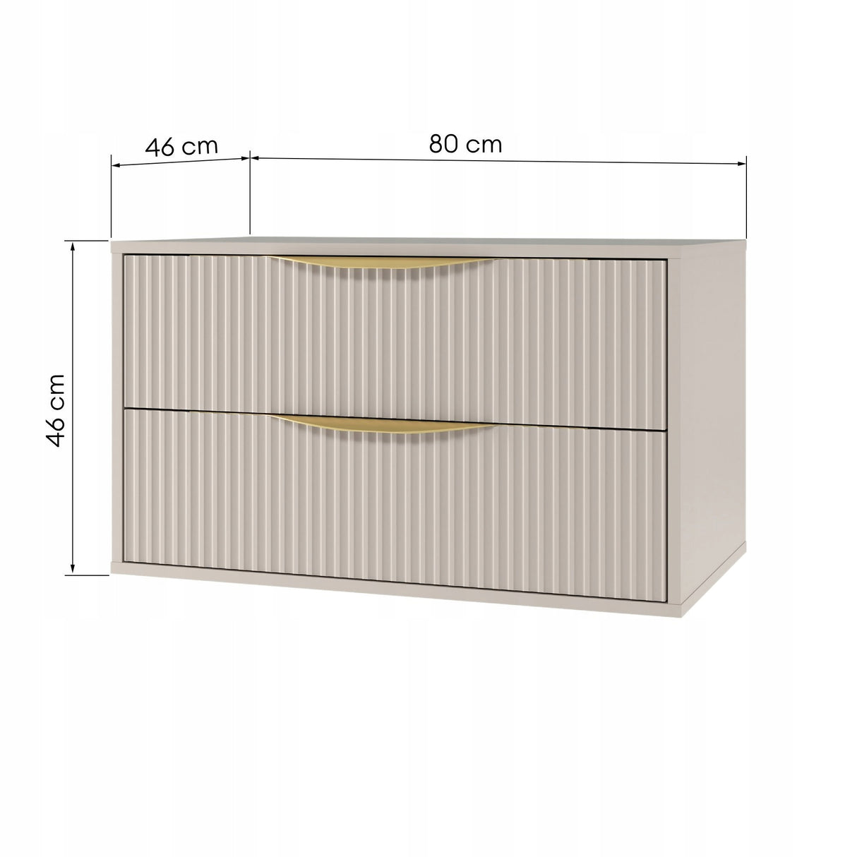 Szafka pod Umywalkę Nablatową Ryflowana Złote Uchwyty Kaszmirowa 80 cm