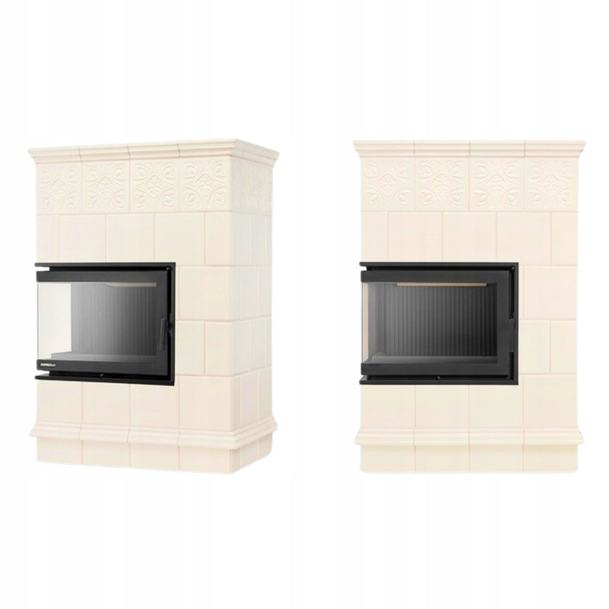 Piec Kominek Koza Ceramiczny Kaflowy Narożny 14kW Beżowy Obudowa Kominkowa
