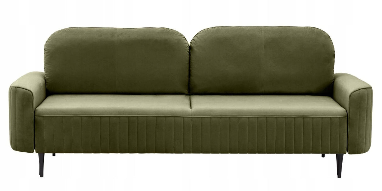 Sofa Rozkładana z Pojemnikiem na Pościel Welurowa Zielona 244x102 cm