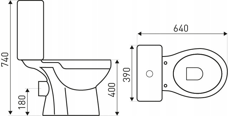 Kompakt WC C-Clear poziomy 64x39x74 cm Średnica Odpływu 101 mm Kolor Biały