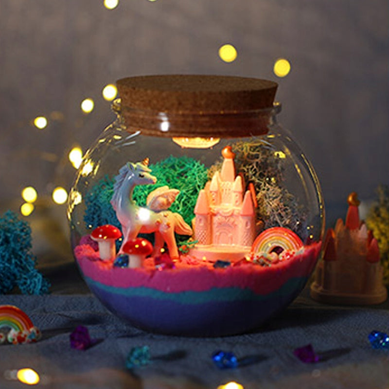 Jednorożec Kreatywny Magiczne Terrarium Zestaw dla Dzieci Lampka Nocna DIY