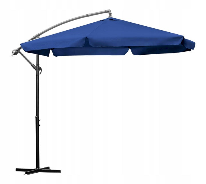 Parasol Ogrodowy Z Wysięgnikiem Regulacja Wysokości Granat 350Cm Składany