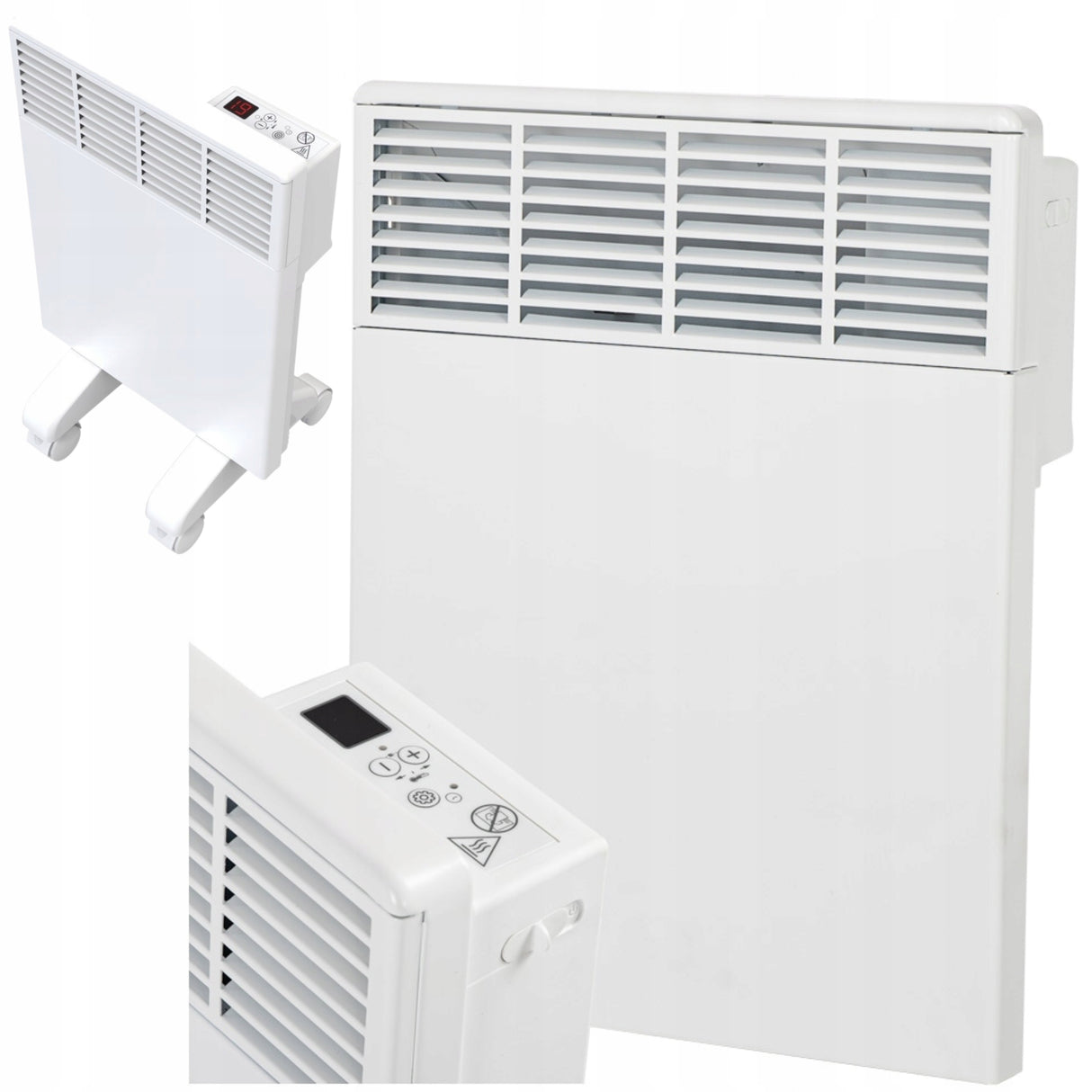 Grzejnik Elektryczny Termostat Programator Ścienny Przenośny Biały 1000W