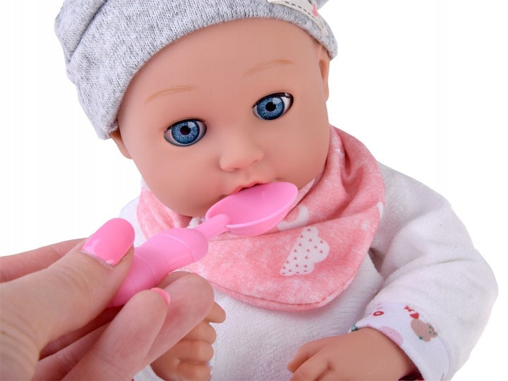 Lalka z Ruchomymi Oczkami Bobas 32 cm Akcesoria do Karmienia Niemowlak