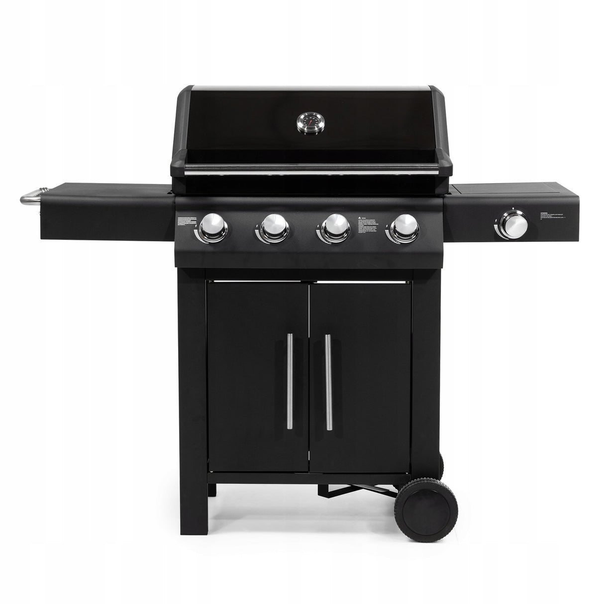 Grill Gazowy Ogrodowy z Kuchenką Boczną Żeliwny + Pokrowiec 17 kW Czarny