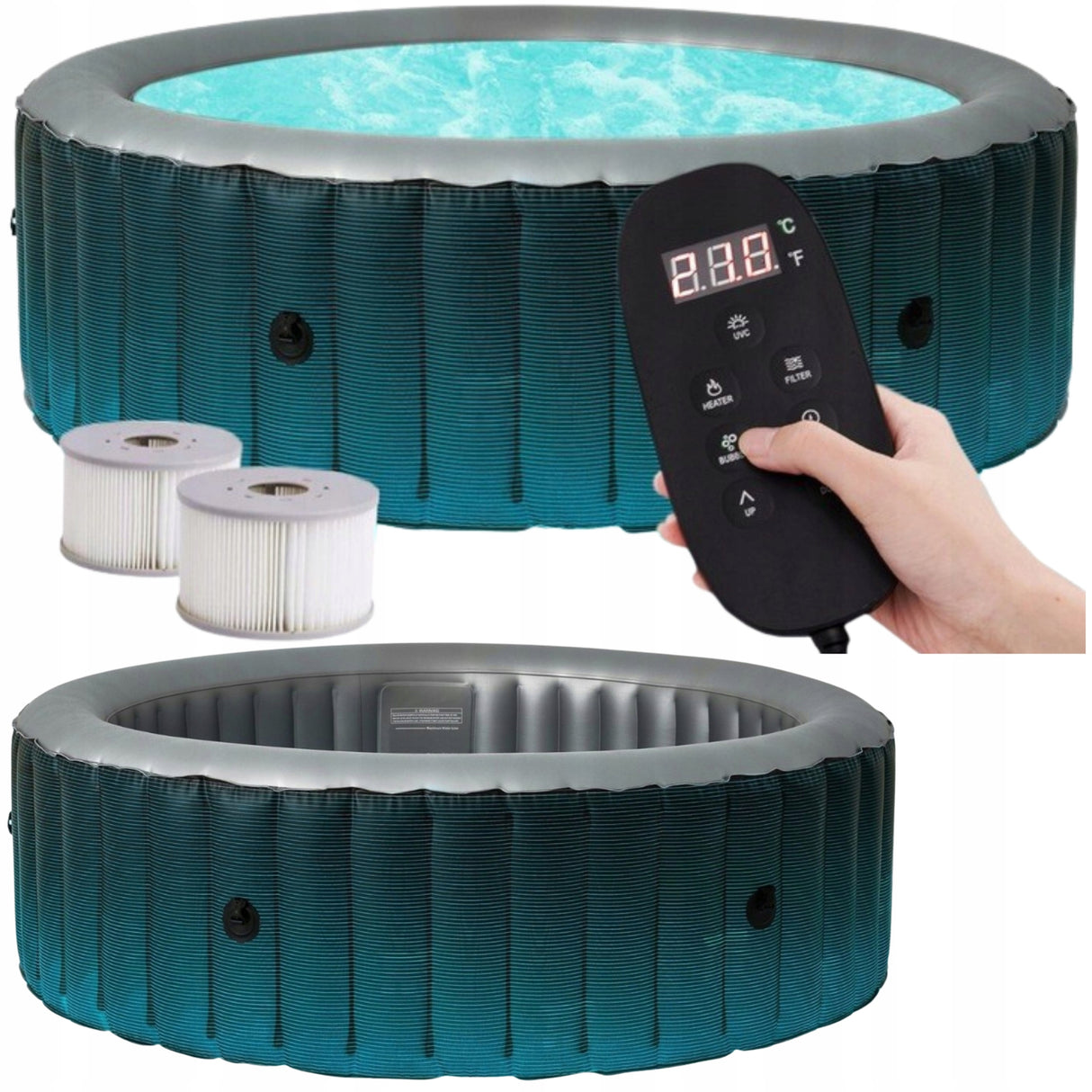Basen z Hydromasażem Podświetlany Spa Dmuchany Pilot Relaks 930L 6-osobowy