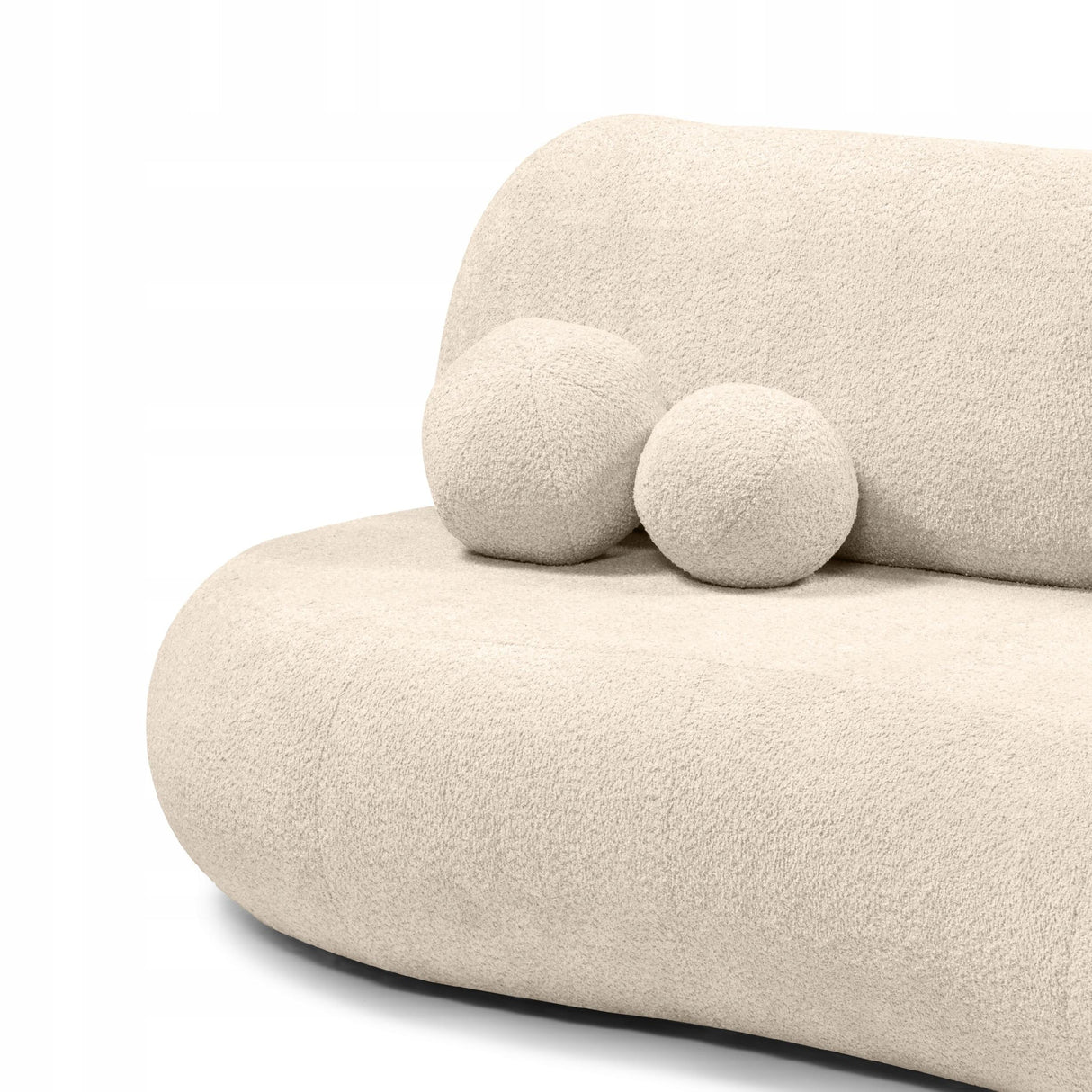 Sofa z Funkcją Spania i Pojemnikiem na Pościel Obłe Kształty Boucle Beżowa