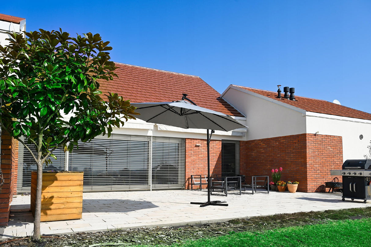 Parasol Tarasowy Lehmann Flash 350 cm Wysięgnik I Pokrowiec Regulowany LED