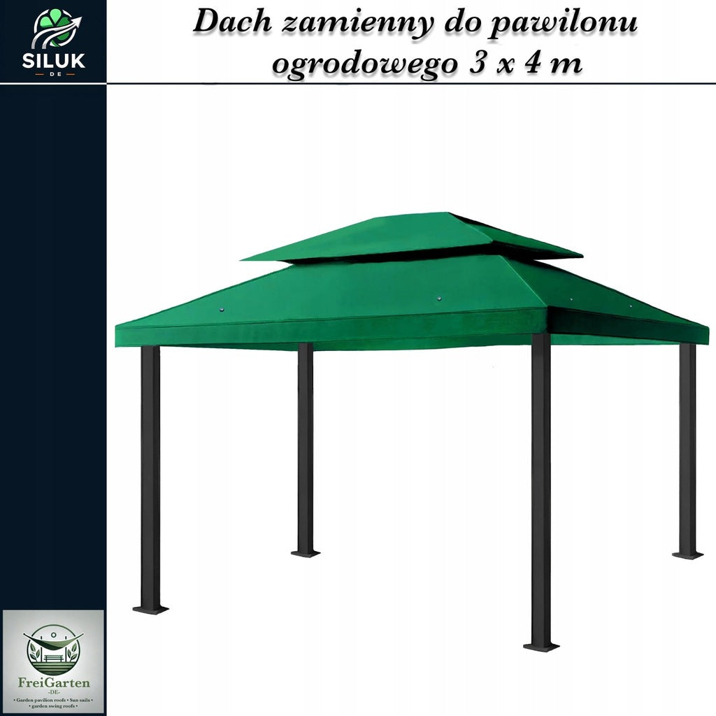 Dach Pawilon Poszycie Wodoodporny M5 Zielony 4x3m z Kominem do Cyrkulacji