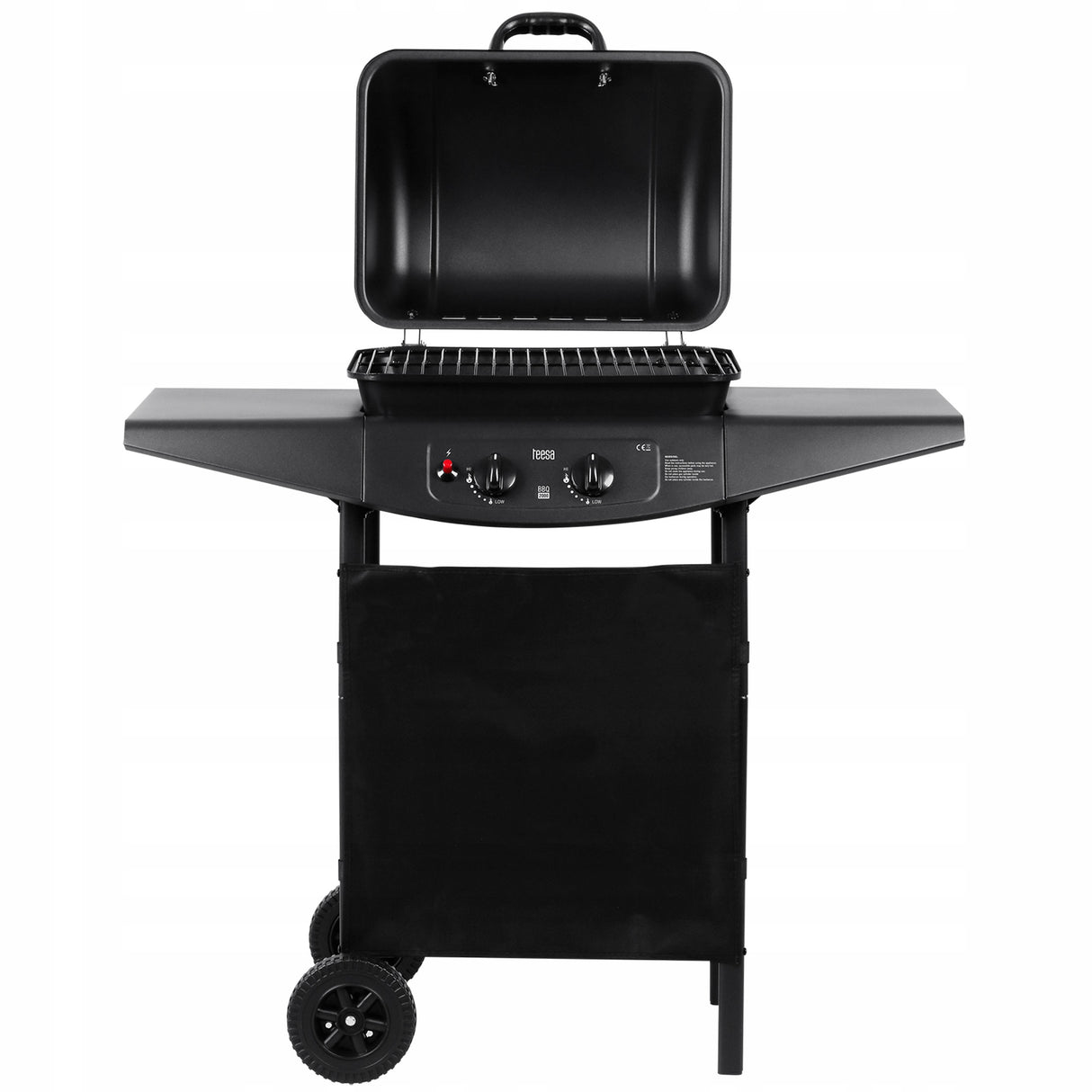 Grill Gazowy Czarny Kompaktowy Teesa BBQ 2000 2 palniki 5 kW TSA0080