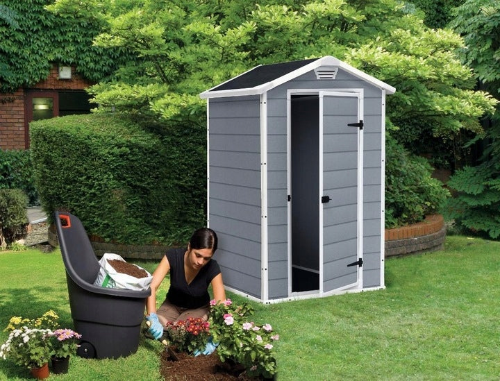 Mały Domek Narzędziowy Solidny Na Ogródek Działkę 4x3 94x128 cm Szaro-Biały