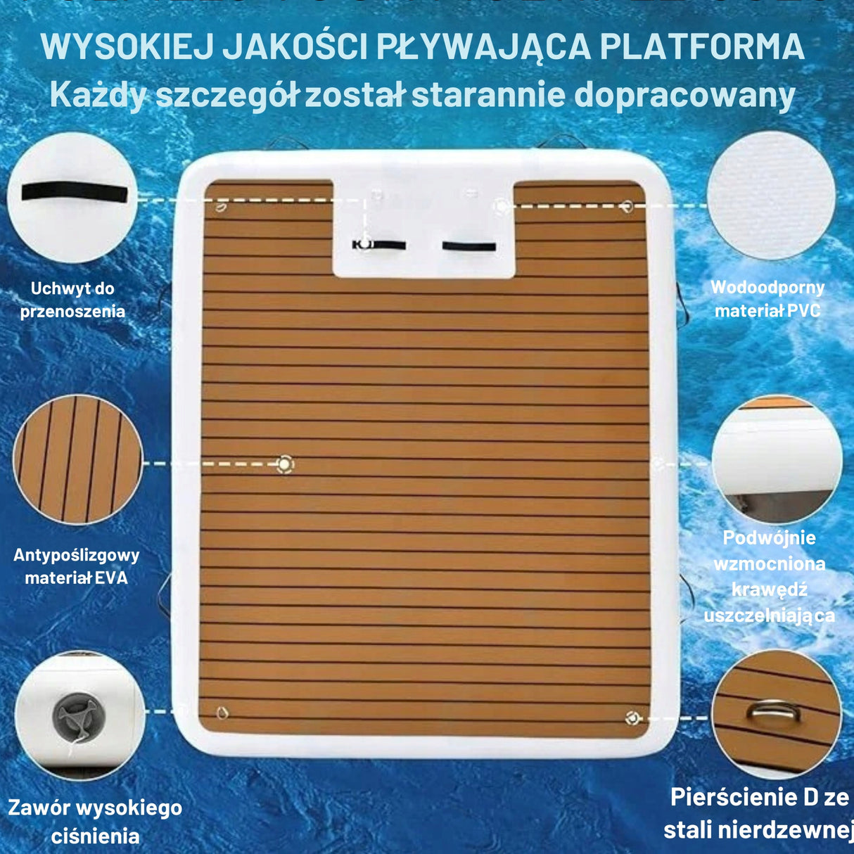 Nadmuchiwana Platforma Pływająca ze Stalową Drabiną do Pływania z PCV