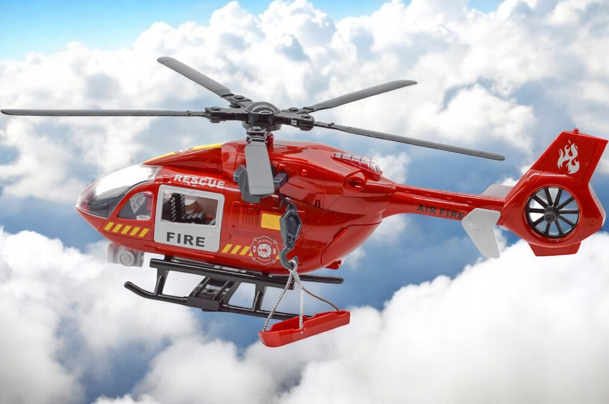 Helikopter Ratunkowy Śmigłowiec Efekty Świetlne Dźwięk Zabawka z Hakiem