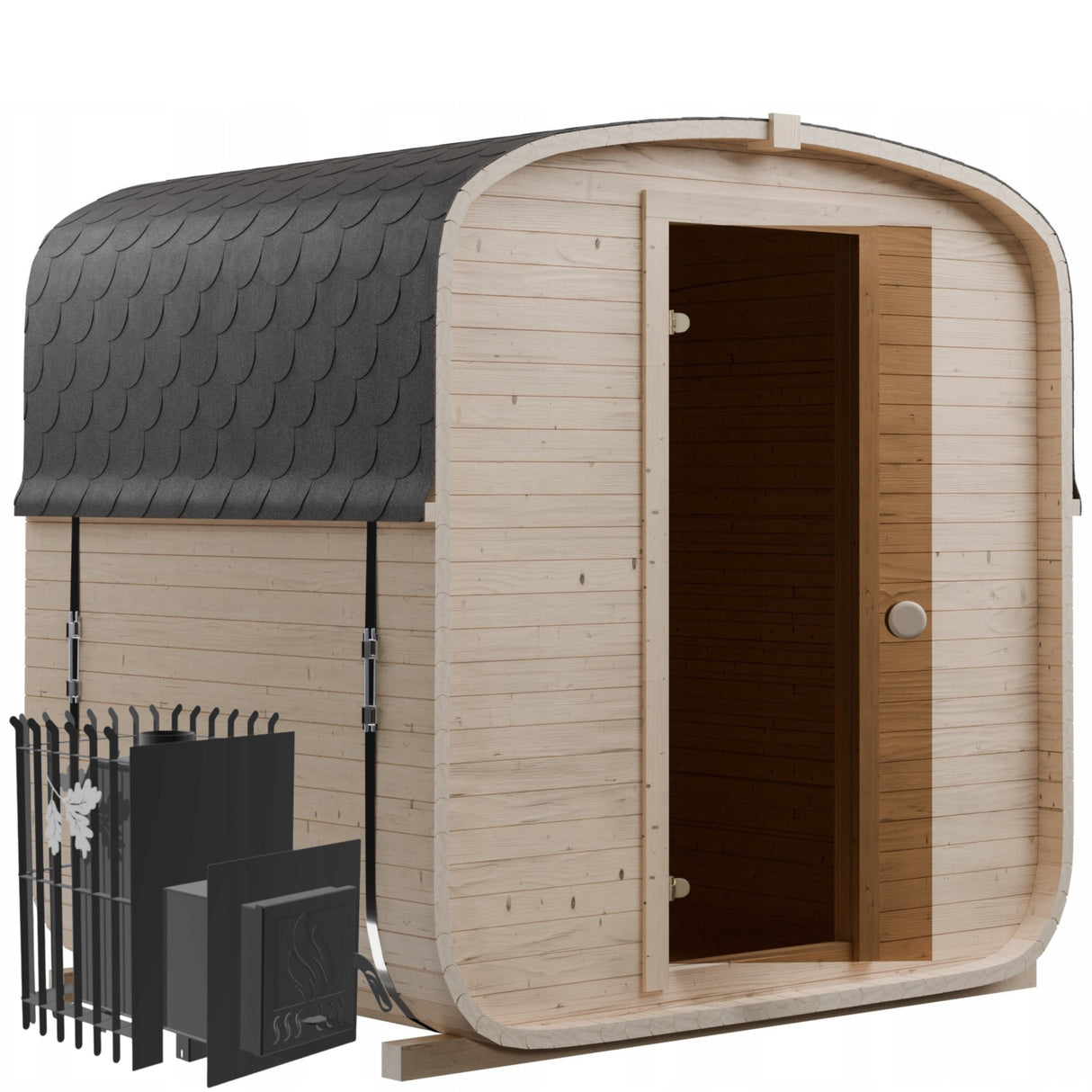 Sauna Ogrodowa z Piecem na Drewno Quadro 185 cm Zestaw Szwedzkie Drewno