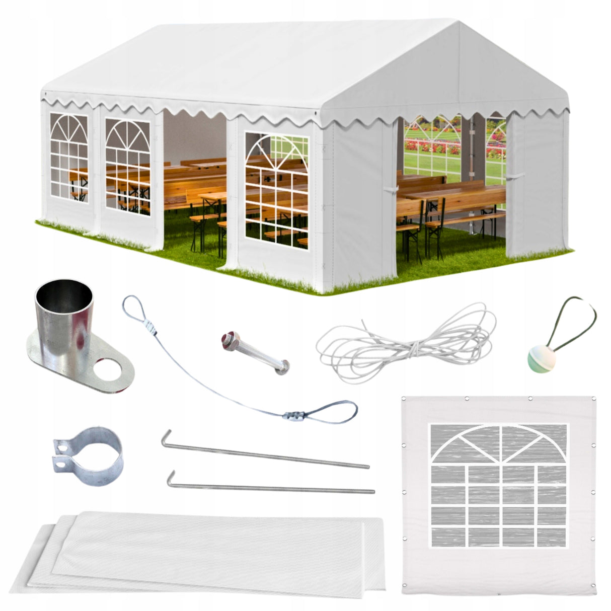 Namiot Ogrodowy Imprezowy Przemysłowy Magazynowy - LETNI BIAŁY POVES 3x8m