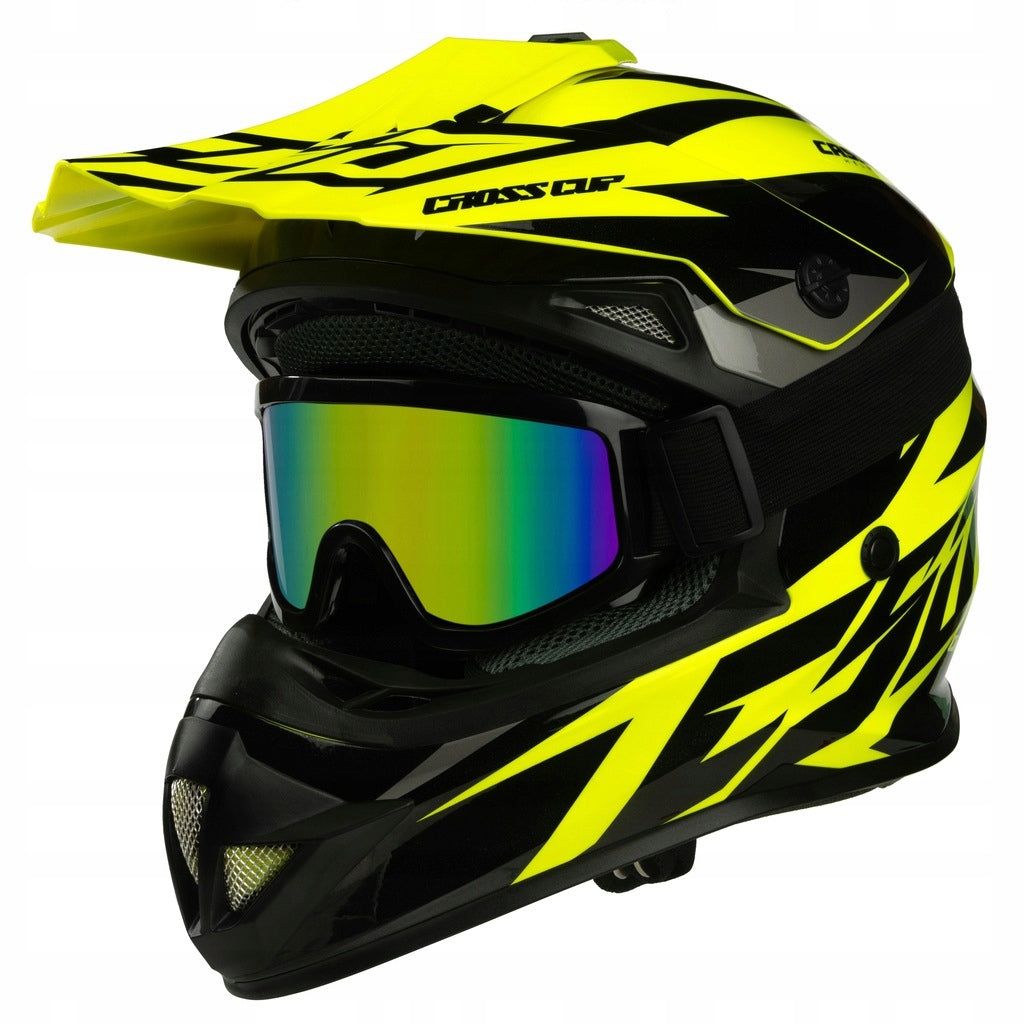 Kask Motocyklowy Cassida Cross CUP/TWO HI VIS Zielony Crossowy S