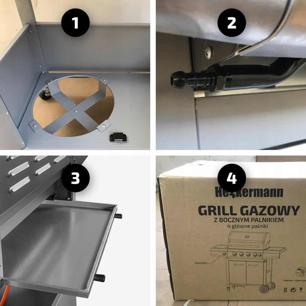 Grill Gazowy Ogrodowy Nierdzewny Żeliwny Ruszt 4+1 17,4kW Z Szafą na Butle