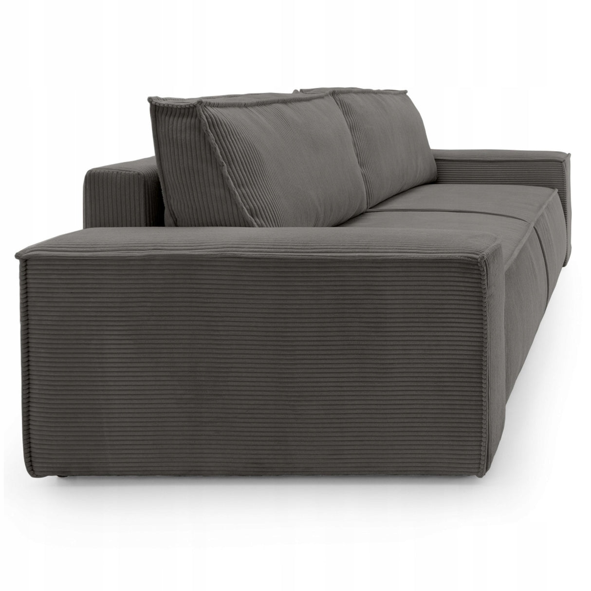 Sofa Rozkładana z Pojemnikiem na Pościel Sztruksowa Ciemnoszara 257x102cm