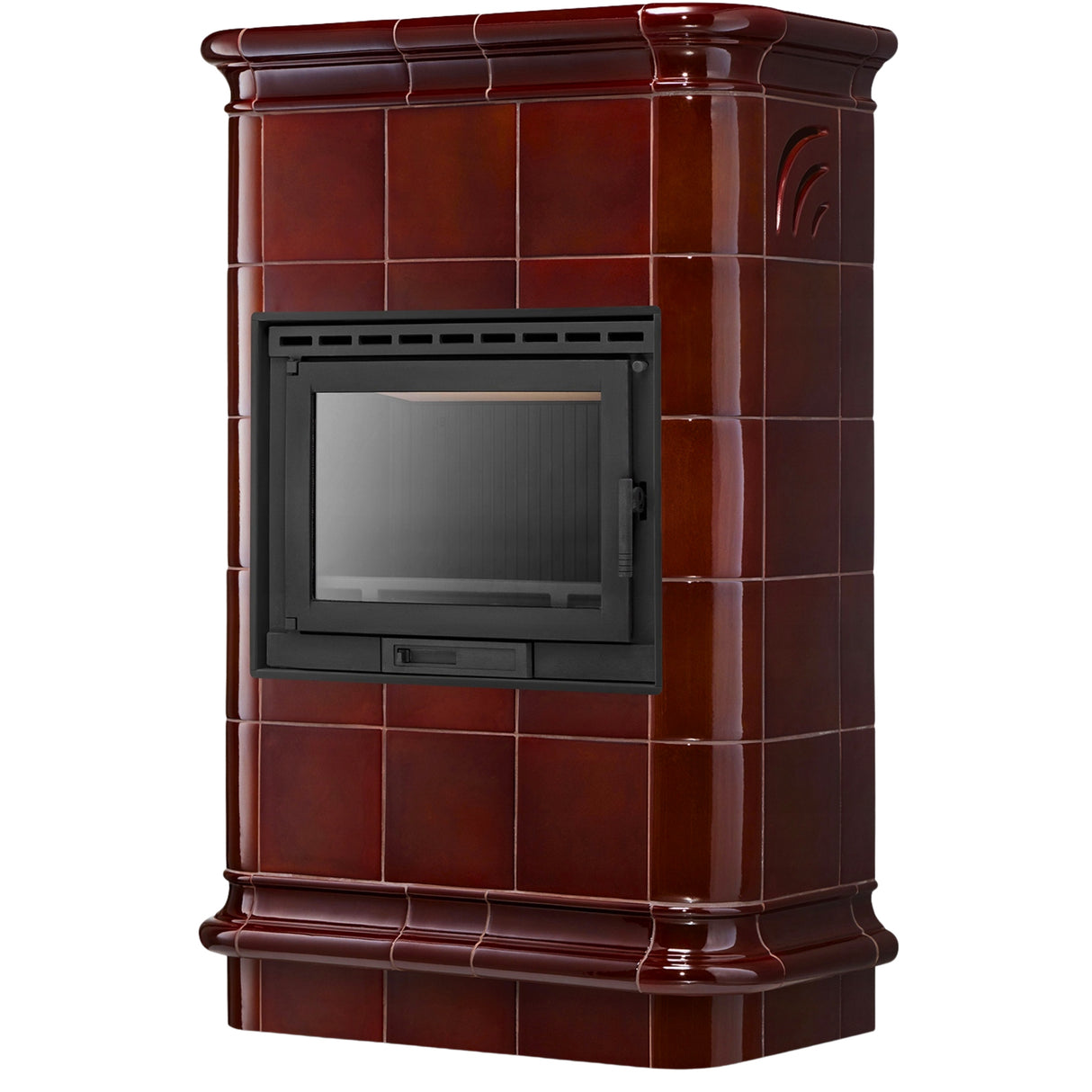 Piec Kominek Piecyk Kaflowy Ceramiczny Koza Brązowy 13 kW Obudowa Kominkowa