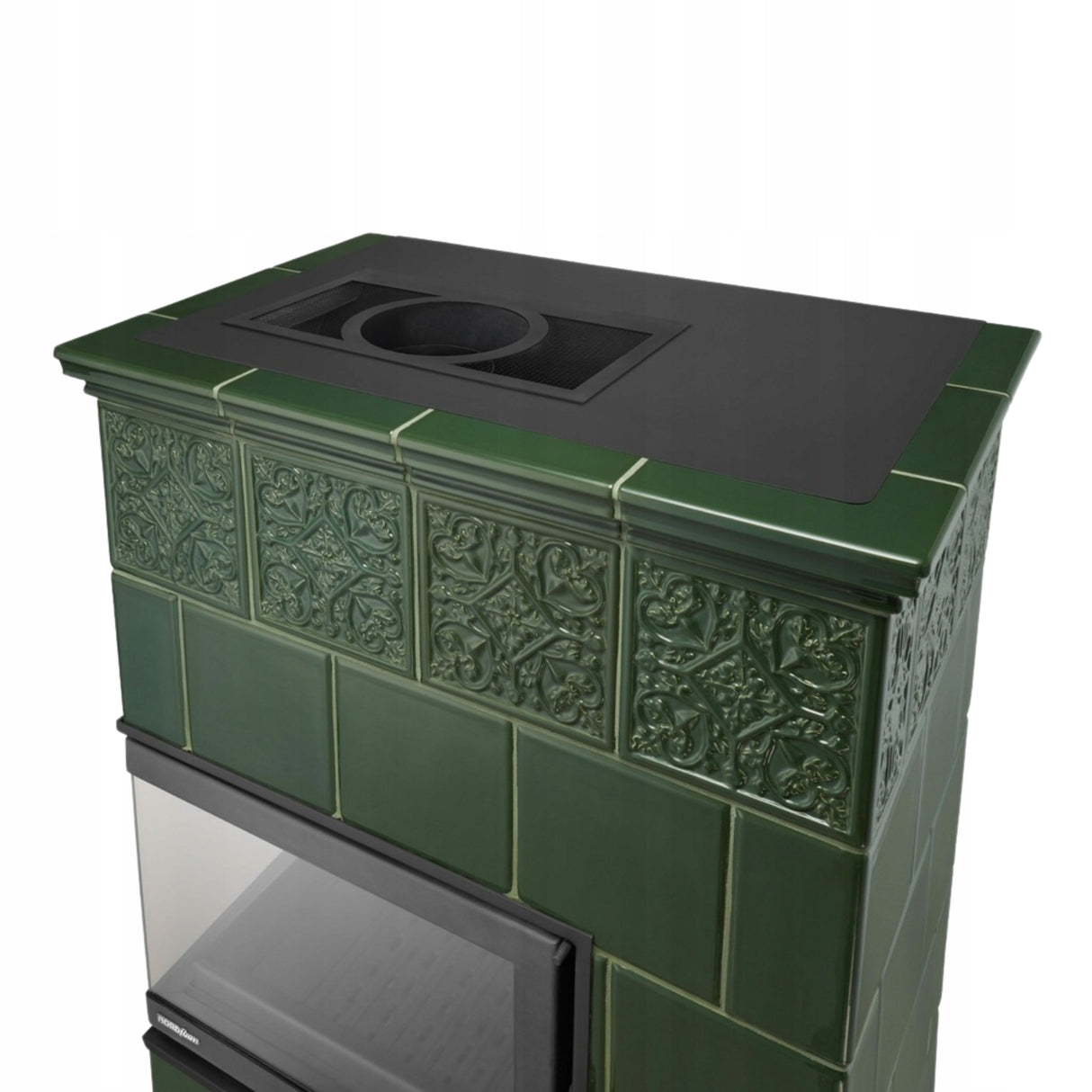 Piec Kominek Koza Ceramiczny Kaflowy Narożny 14kW Zielony Obudowa Kominkowa