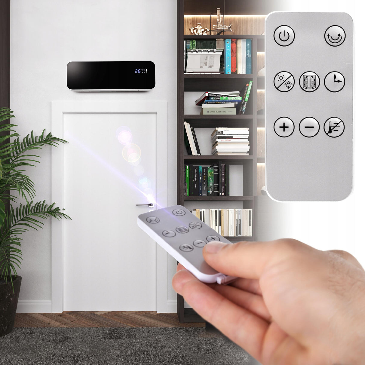 Grzejnik Elektryczny Termowentylator WiFi + Pilot 2000 W Kurtyna Powietrzna