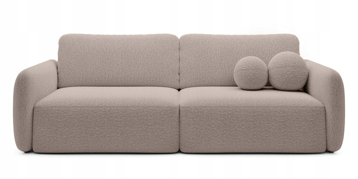 Sofa Rozkładana z Funkcją Spania Pojemnikiem Beżowa 238x103cm Tkanina