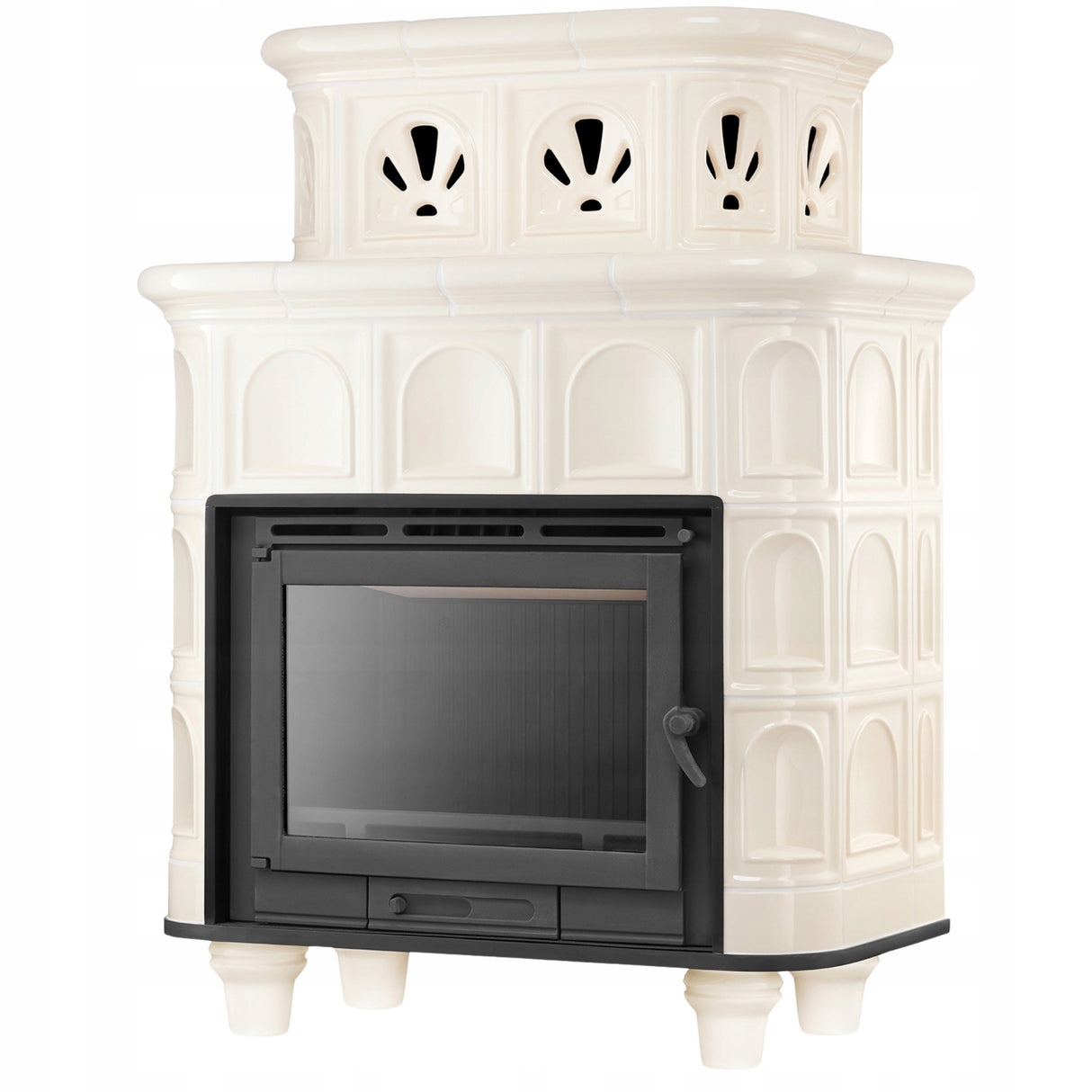 Piec Kominek Piecyk Koza Kaflowy Kominkowa Beżowa 13kW Ceramiczny Obudowa