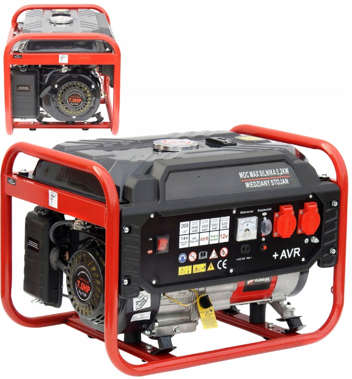 Agregat Prądotwórczy Benzynowy 3500W Przenośny Jednofazowy Generator Prądu