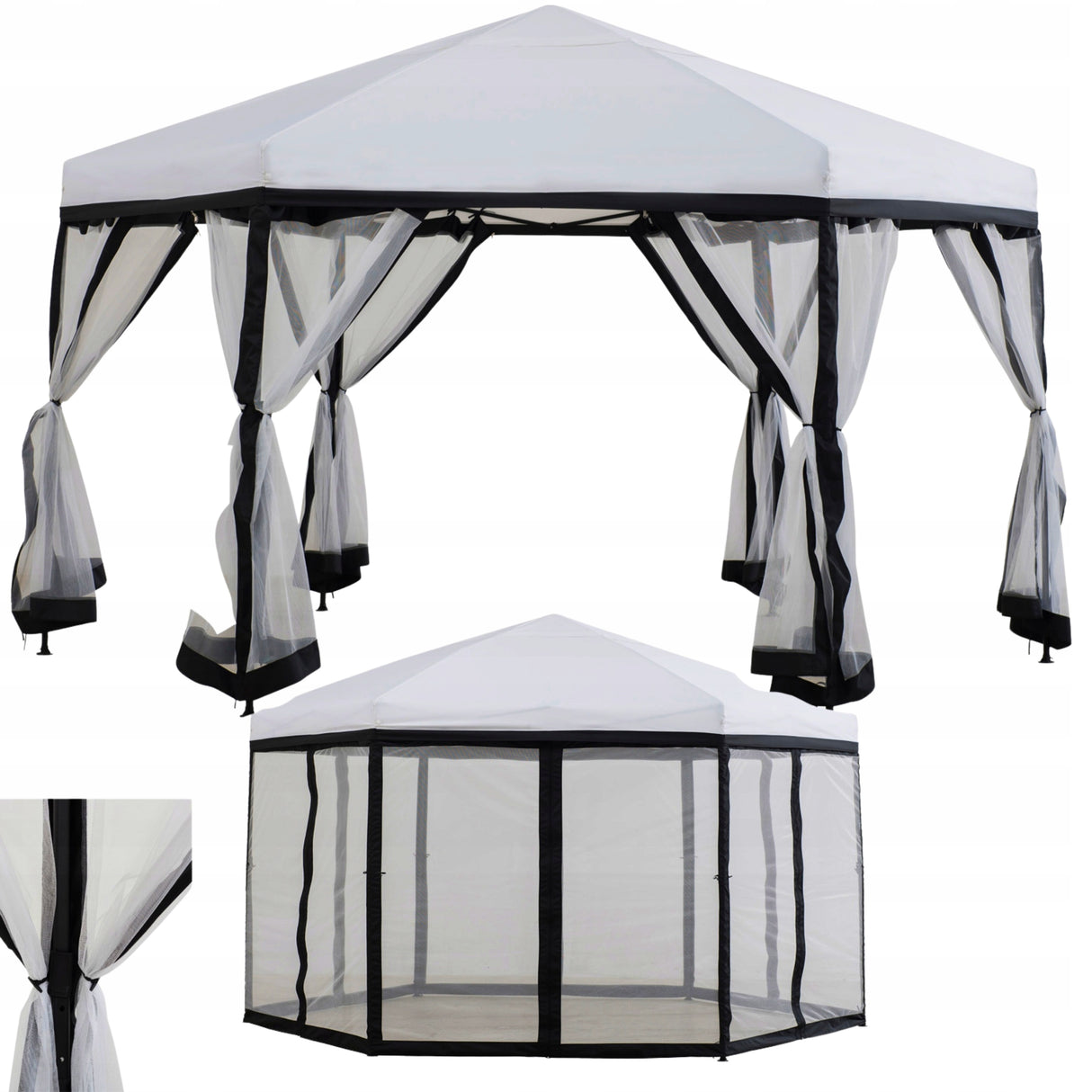 Pawilon Ogrodowy POP UP Ekspresowy Biały Rozkładany Metal 340 cm Namiot