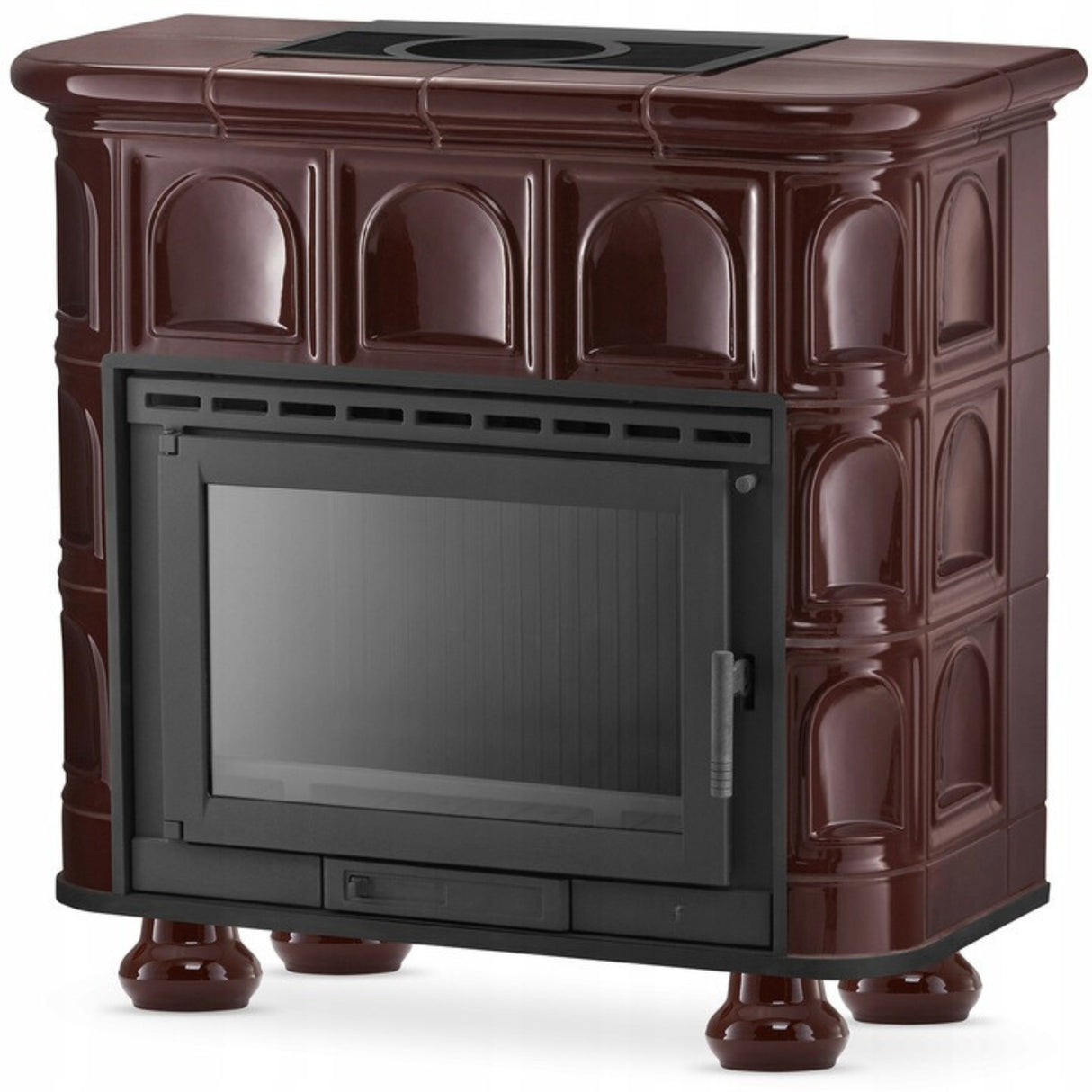 Piecyk Kominek Kaflowy Piec Koza Żeliwny BROWN 13kW Stalowy Ceramiczny