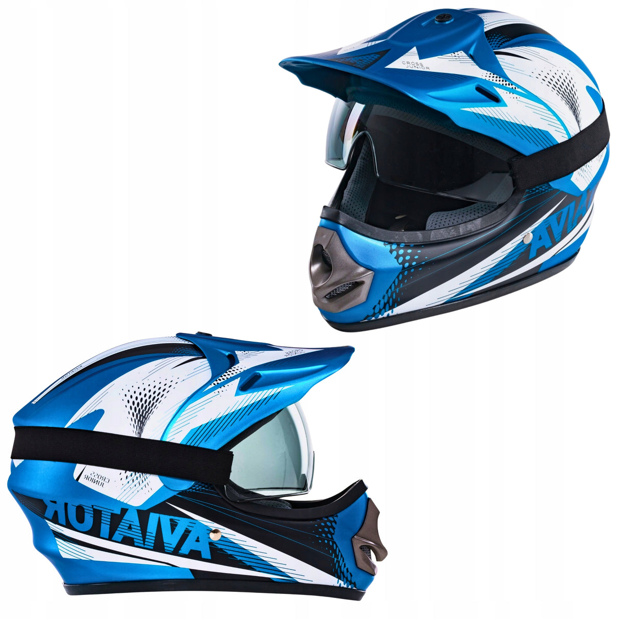 Kask Motocyklowy Crossowy Enduro na Quad Skuter Motor Niebieski XXS