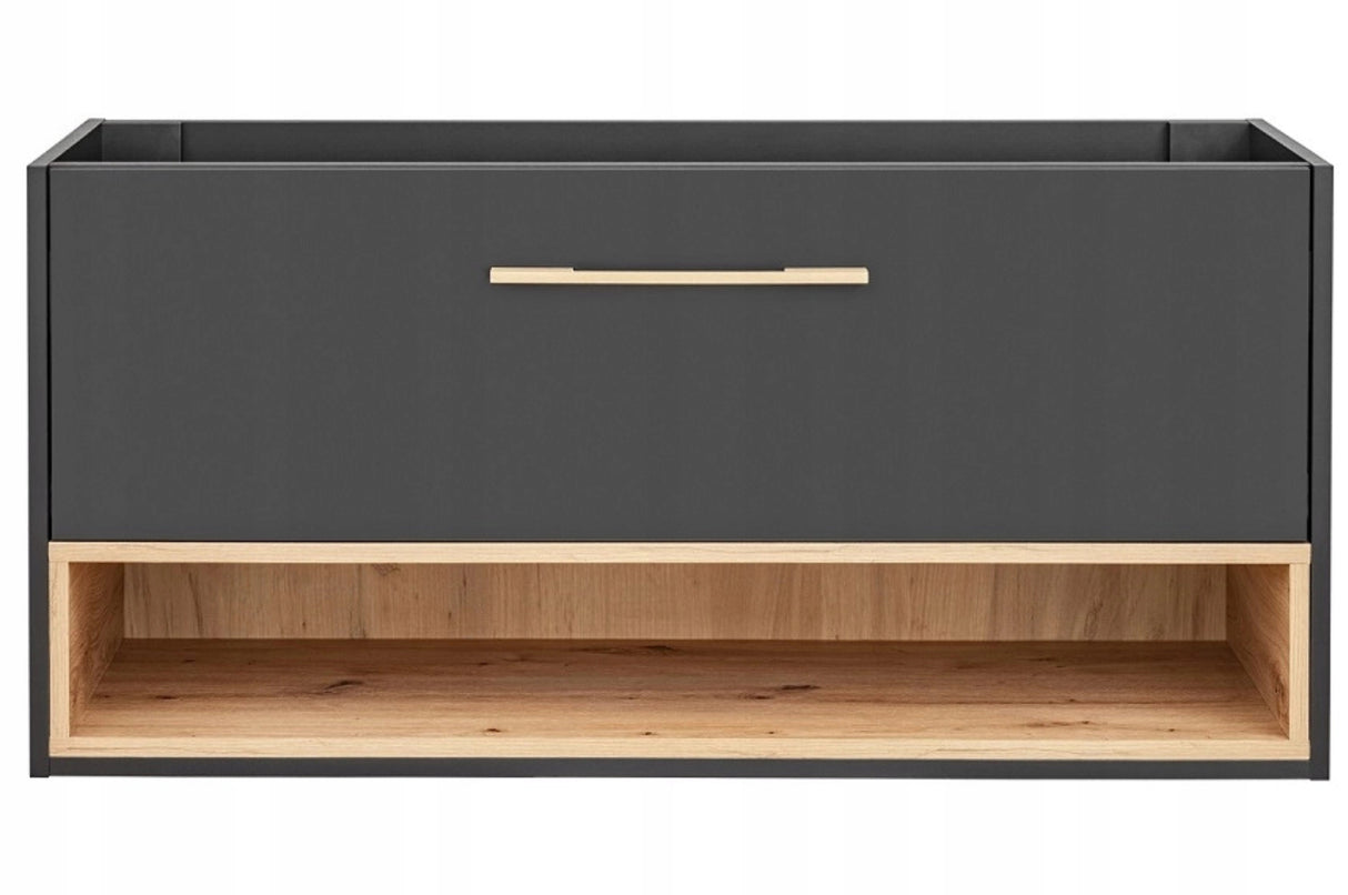 Szafka Podumywalkowa Łazienkowa Płyta Laminowana Drewno Czarna 120 cm