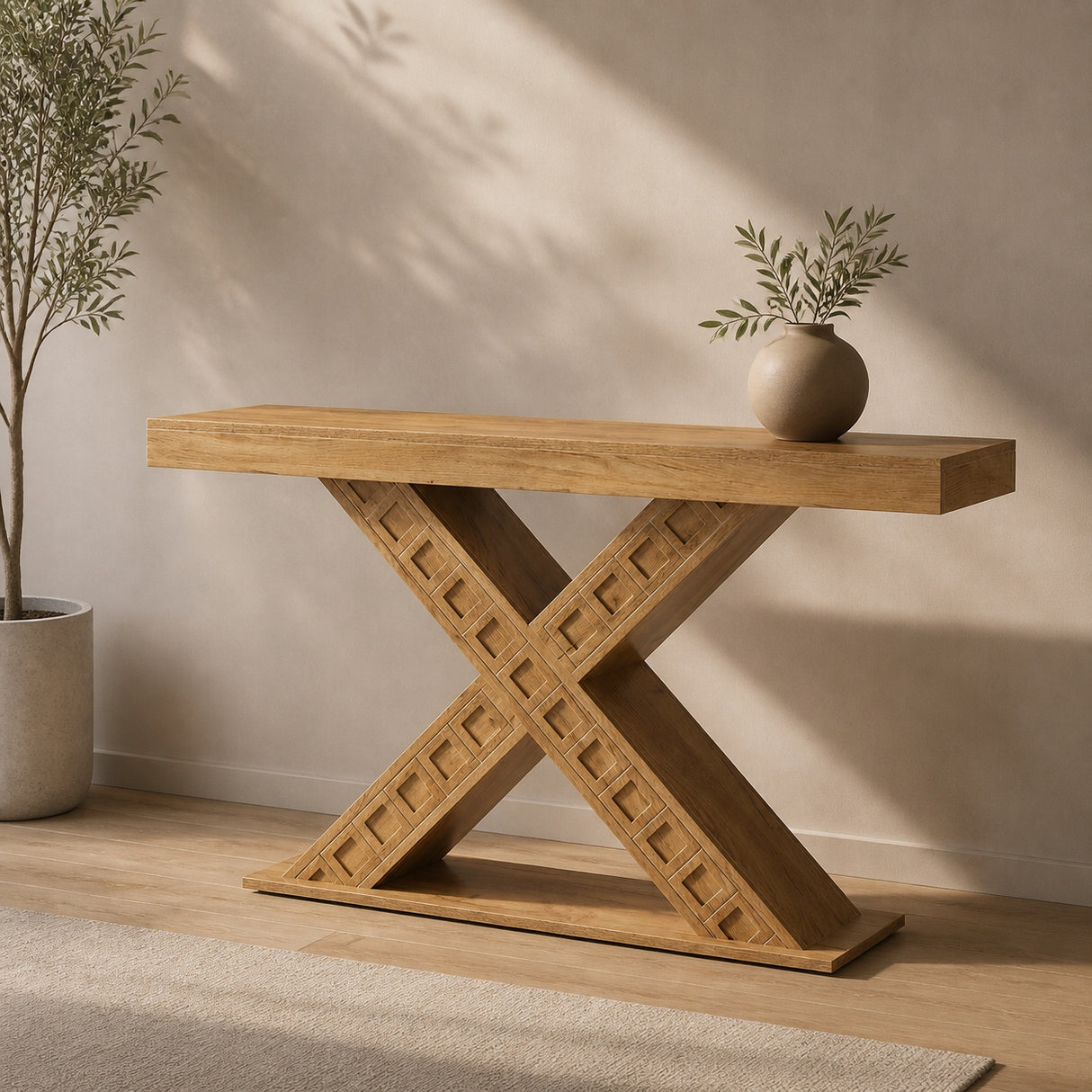 Stolik Konsolowy HOGA-ZF0002 Rustykalny Brąz 33,7x145,1x81,4 cm Płyta MDF