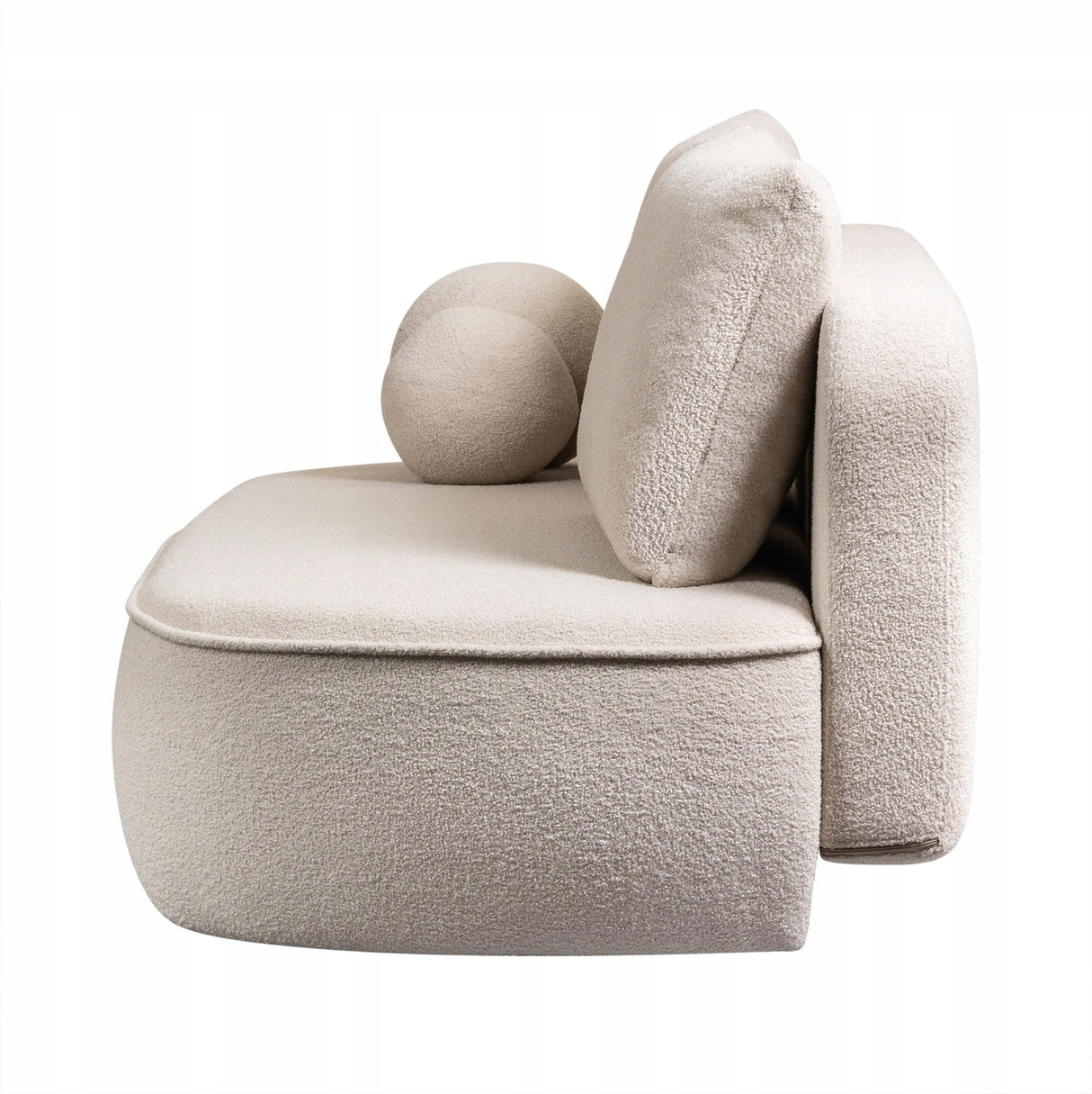 Sofa Zaokrąglony Kształt z Funkcją Spania i Pojemnikiem Jasnobeżowa 212x100