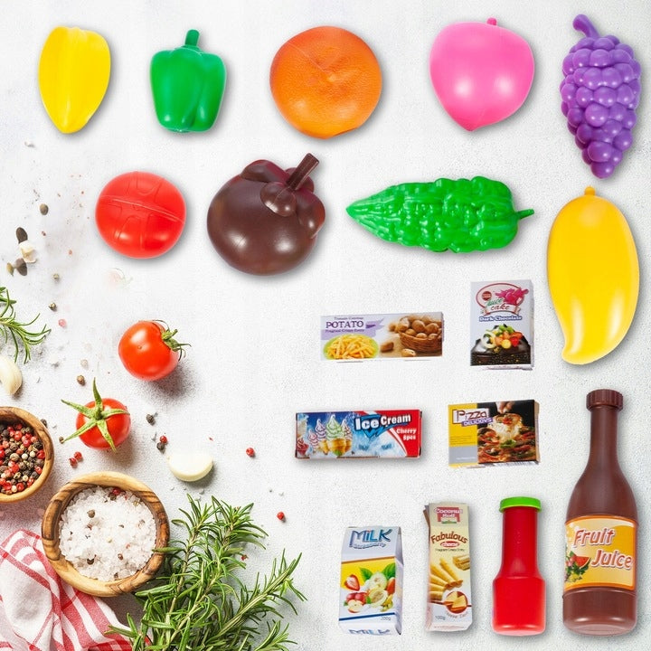 Wózek Koszyk Zakupowy na Zakupy z Produktami Marketowy Różowy dla Dzieci