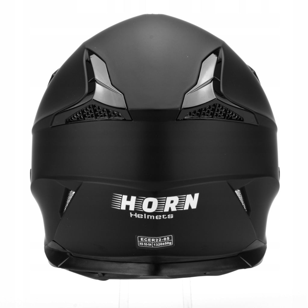Kask Motocyklowy Cross Horn Enduro Quad Crossowy Czarny Matowy XS + Google
