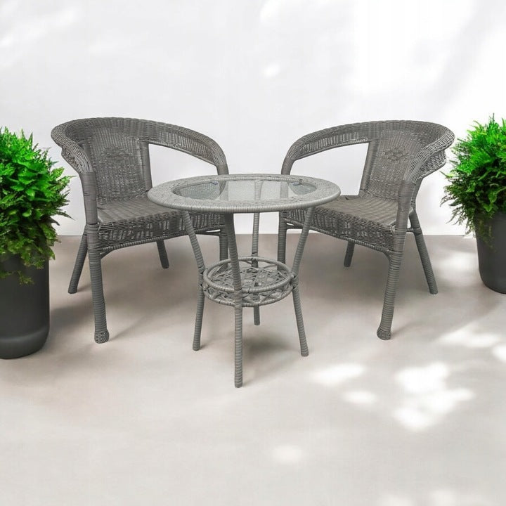 Zestaw Mebli Ogrodowych technorattan Classic Mini SZARY 3 el. Balkon