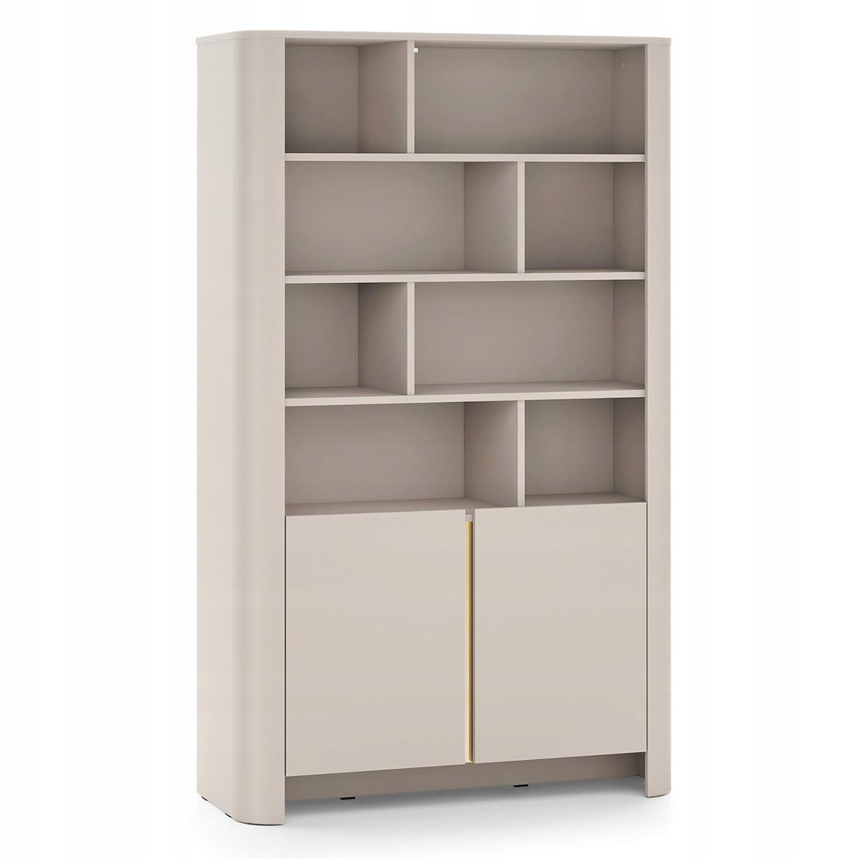Regał Dwudrzwiowy Zaokrąglone Krawędzie Praktyczny Cashmere Gold 103x39 cm
