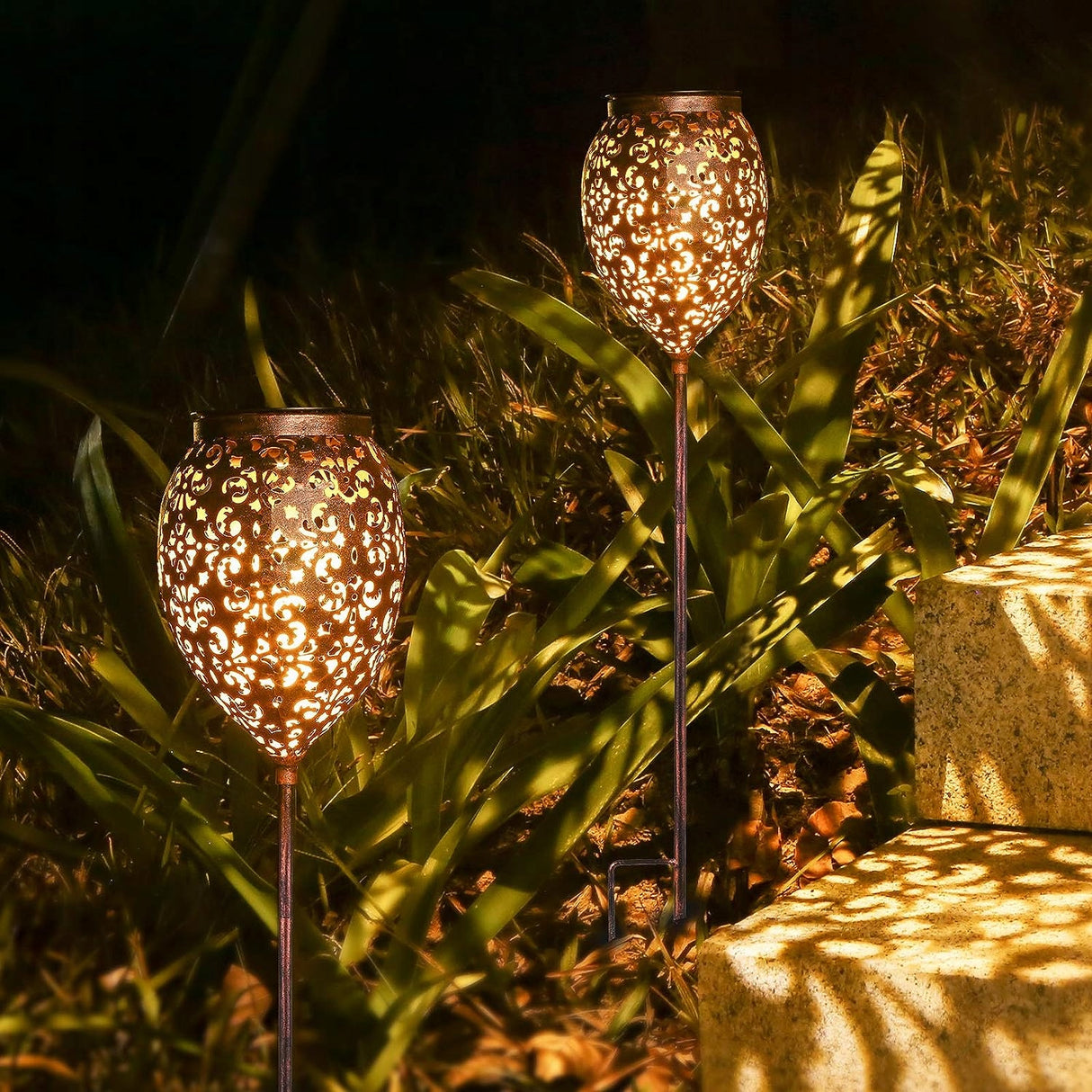 2x Lampy Ozdobne Solarne Ogrodu Energia Słoneczna Poves 18 cm POVES