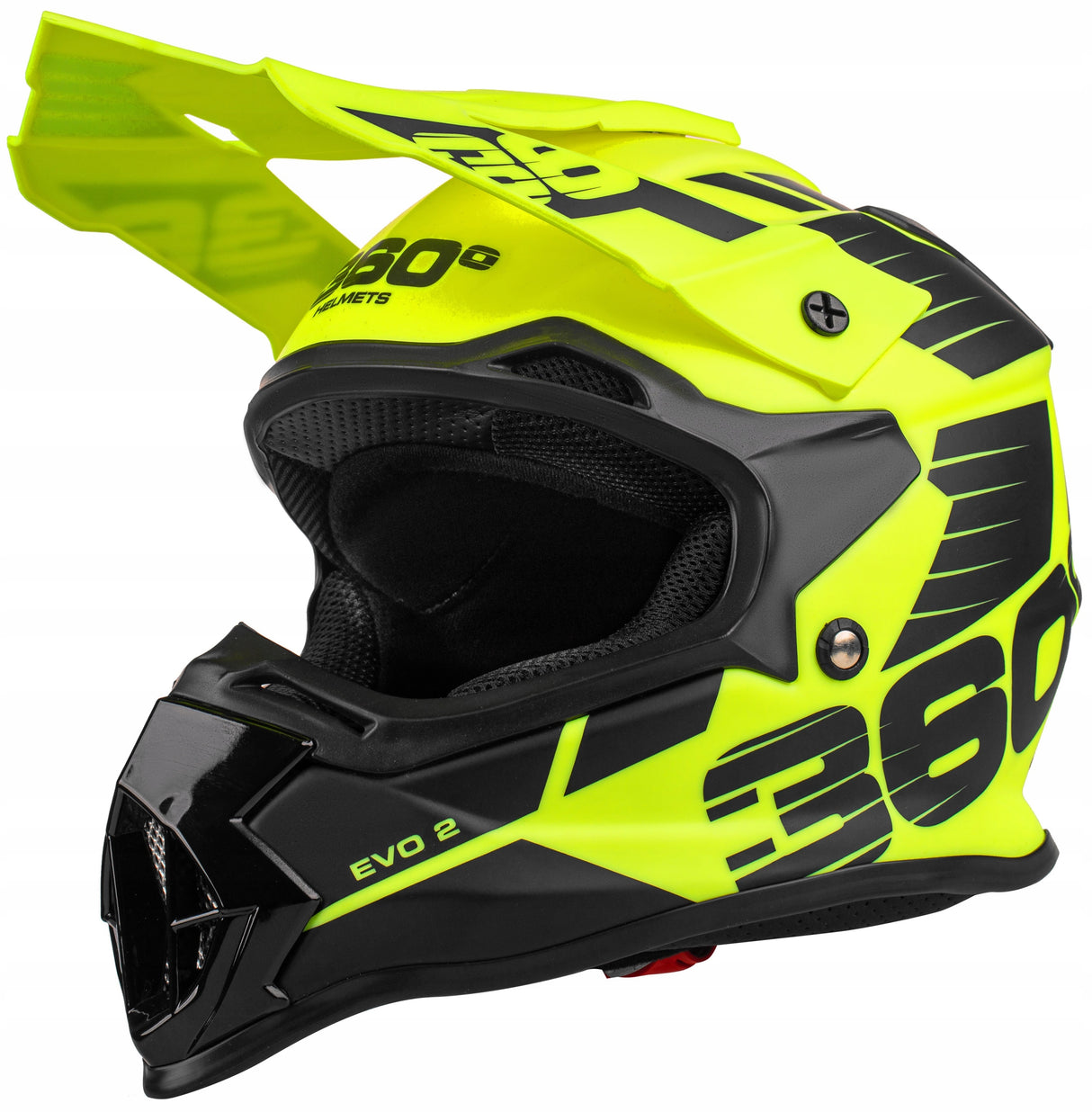 Kask Cross Enduro S Fluo Żółty MTB Quad Lekki Daszek Homologacja EU
