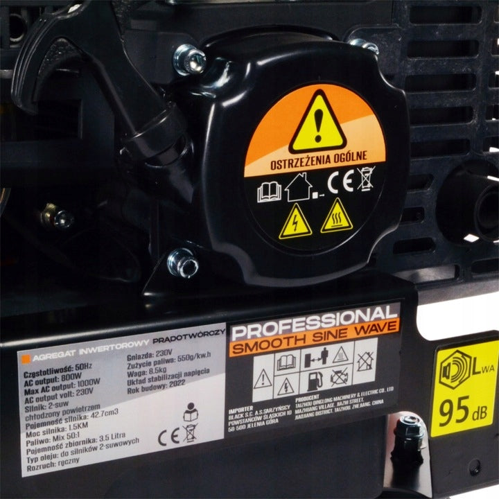 Kompaktowy Agregat Inwertorowy Prądotwórczy Przenośny Benzyna 1000W 230V