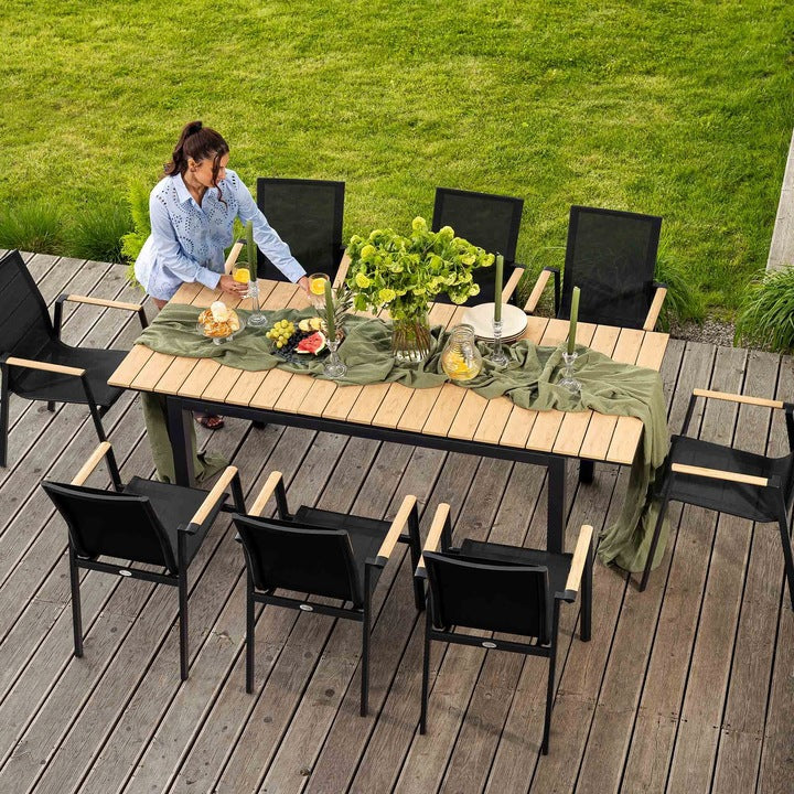 Duży Stół Ogrodowy Rozkładany Aluminiowy Prostokątny 8 Osób 160/210x90 cm