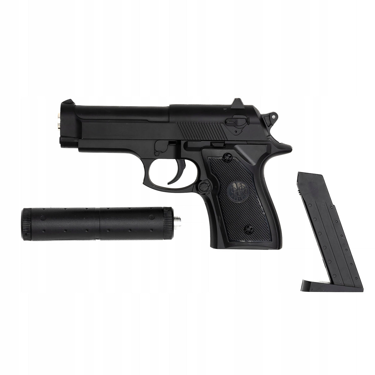 Pistolet na Kulki Metalowy Pistolet Beretta z Tłumikiem + Duży Granat 6mm