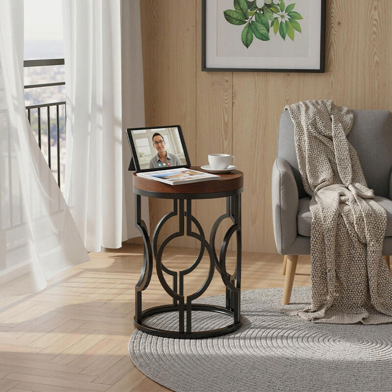 Stół Składany Wytrzymały i Trwały HOGA-NY092 60×30×60 cm Czarno-Brązowy
