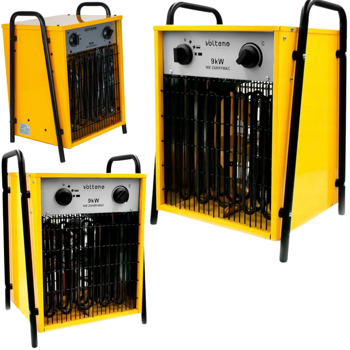 Grzejnik Farelka Nagrzewnica Elektryczna z Termostatem Mocna Żółta 9000W