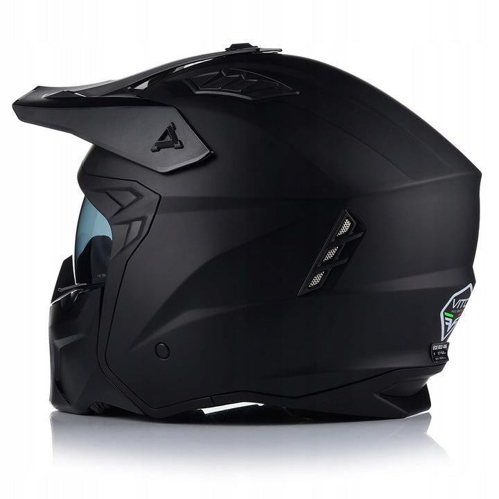 Kask Motocyklowy Predatora Daszek + 2xSzyba Czarny Mat XS 4w1 Vito