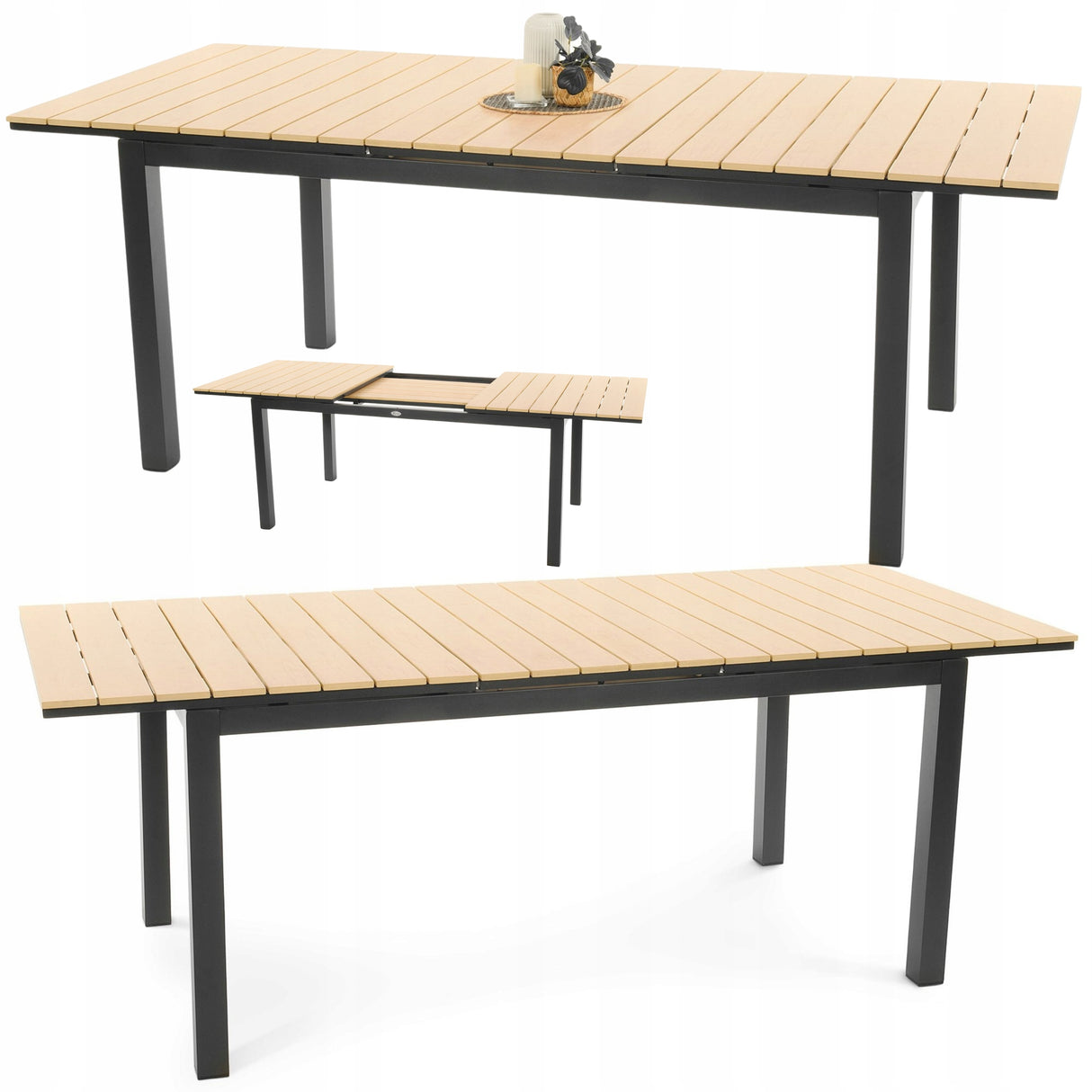 Duży Stół Ogrodowy Rozkładany Aluminiowy Prostokątny 8 Osób 160/210x90 cm