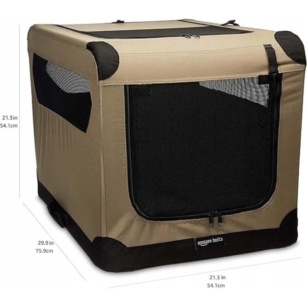 Transporter dla Psa Duży Beżowy Amazon Basics 54x76x54 cm Klatka dla Psów
